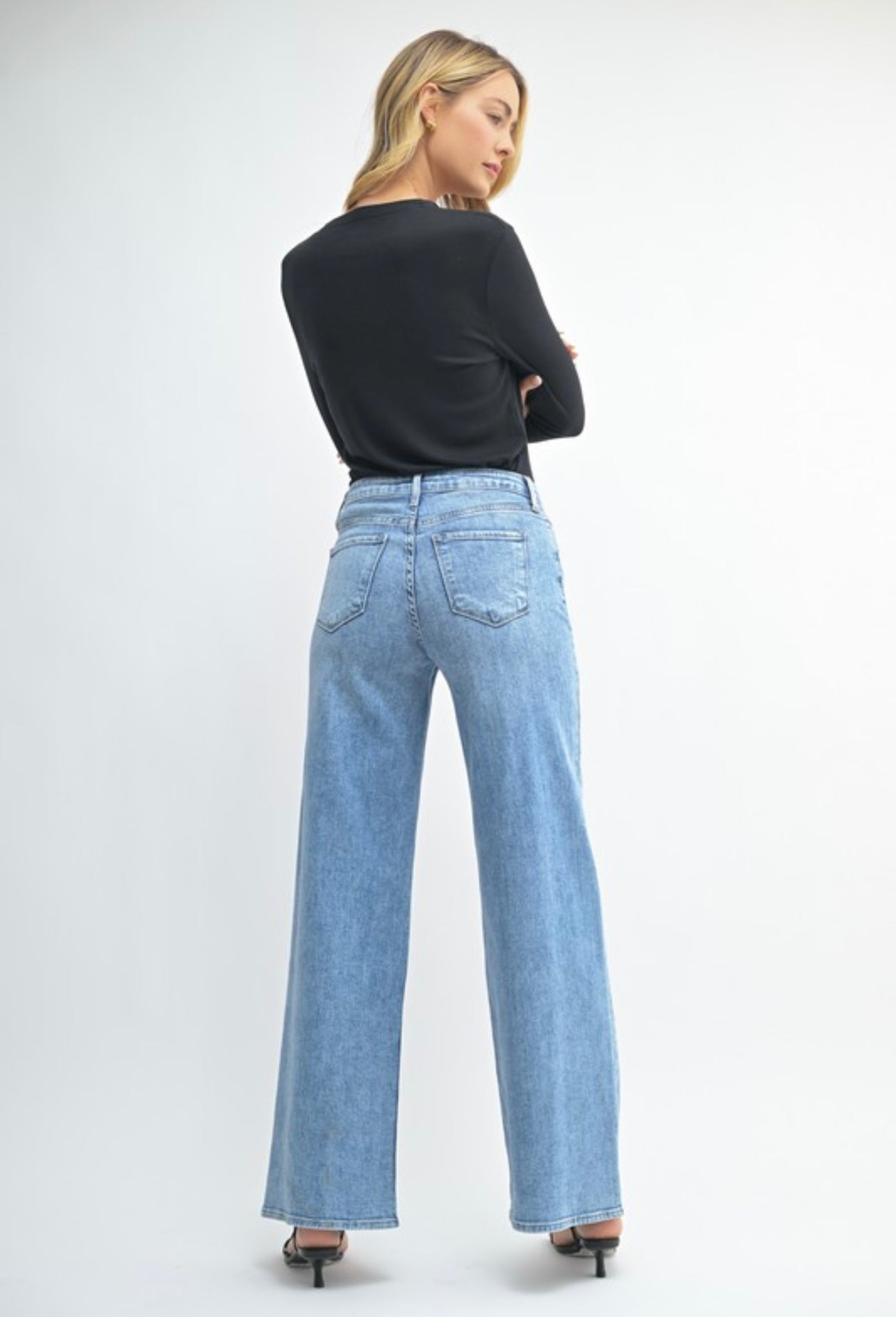 Wide Leg Medium Wash Jeans