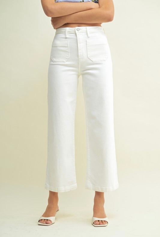 Patch Pocket Wide Leg Jeans