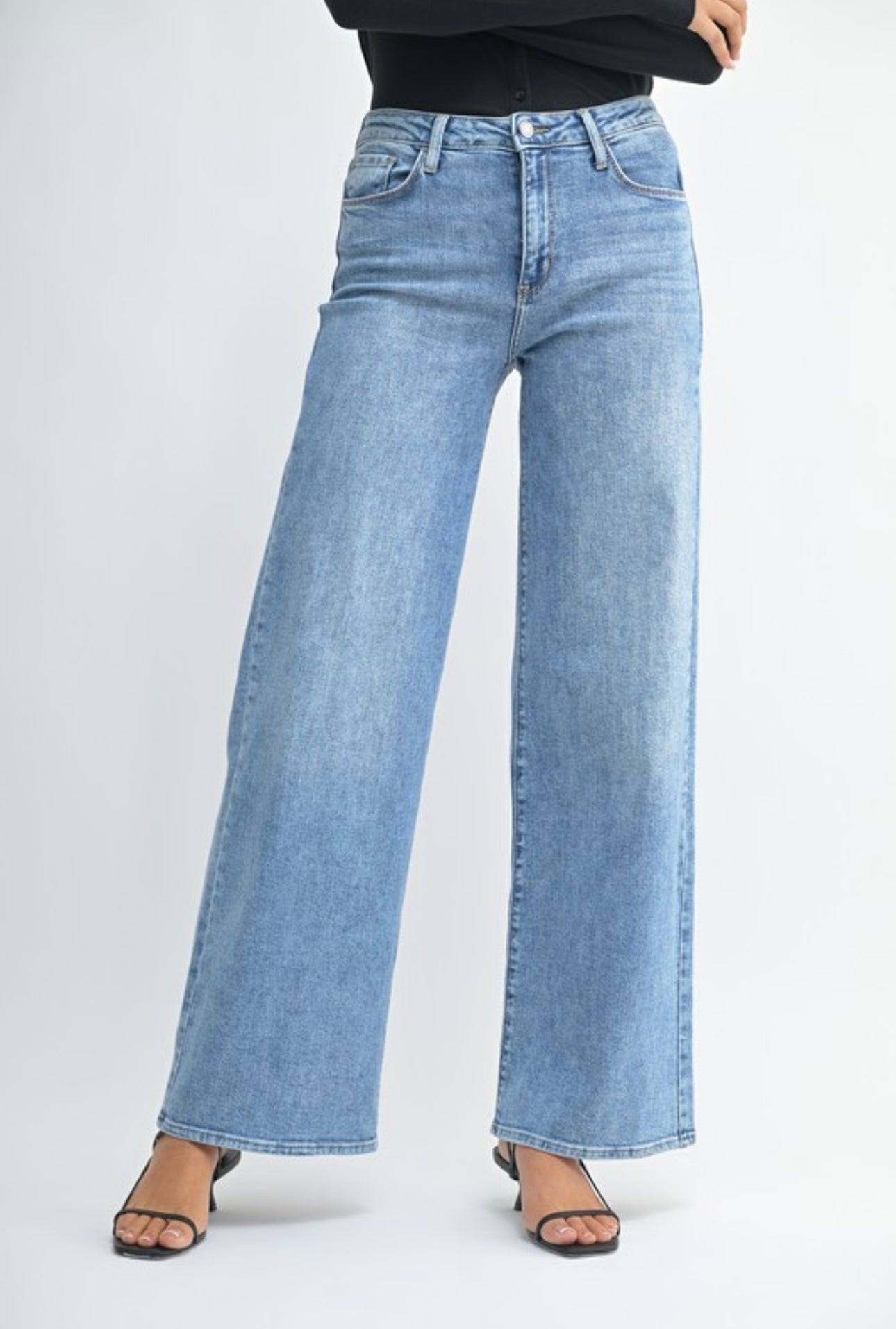 Wide Leg Medium Wash Jeans